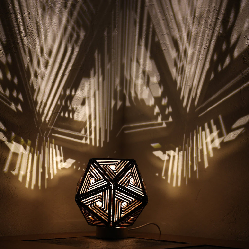 Geometric Shadow Lamp: Modern D20 Wooden Night Light