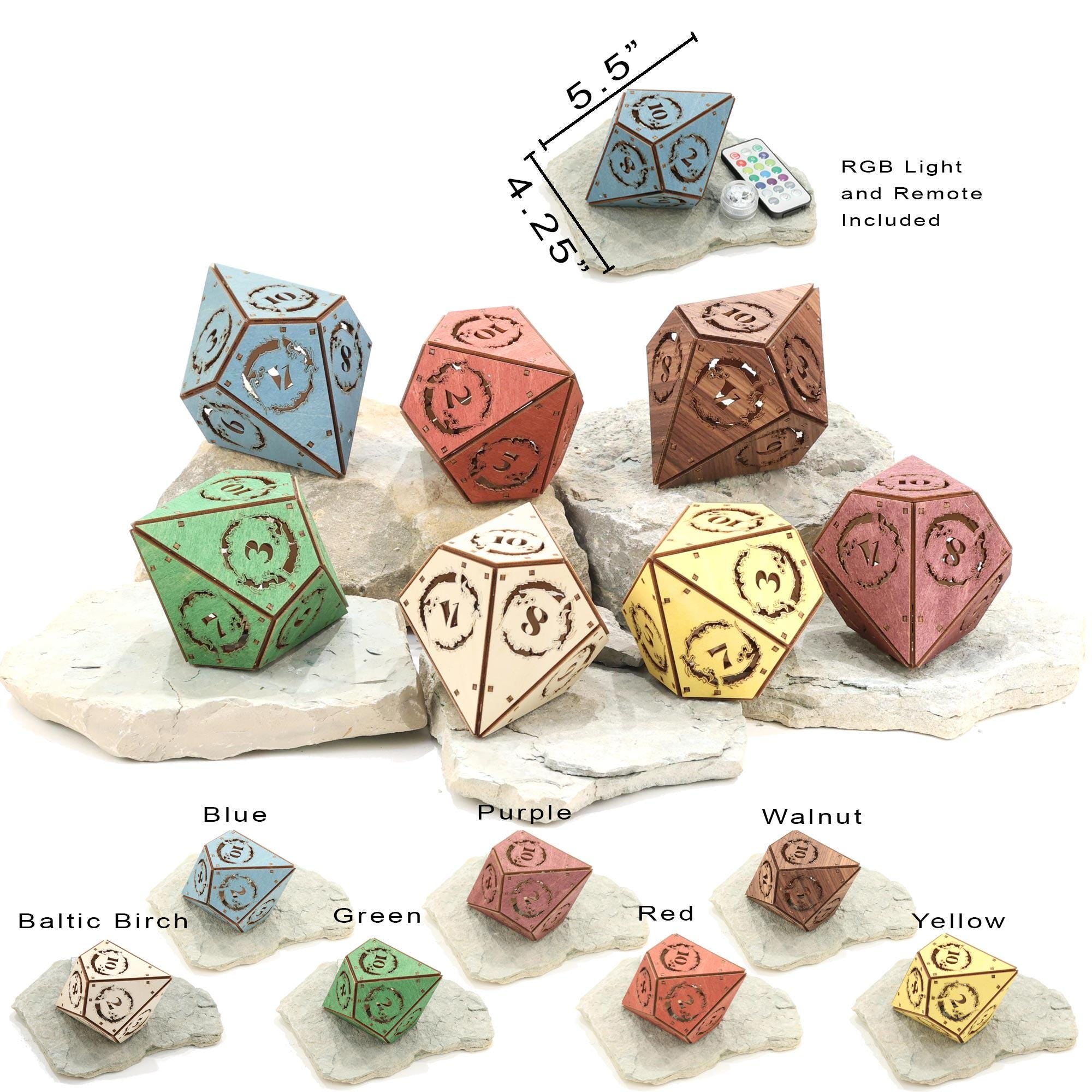 Dragon D&D D20 Dice Lamp - Cordless RGB Unique Dungeons & Dragons Gift