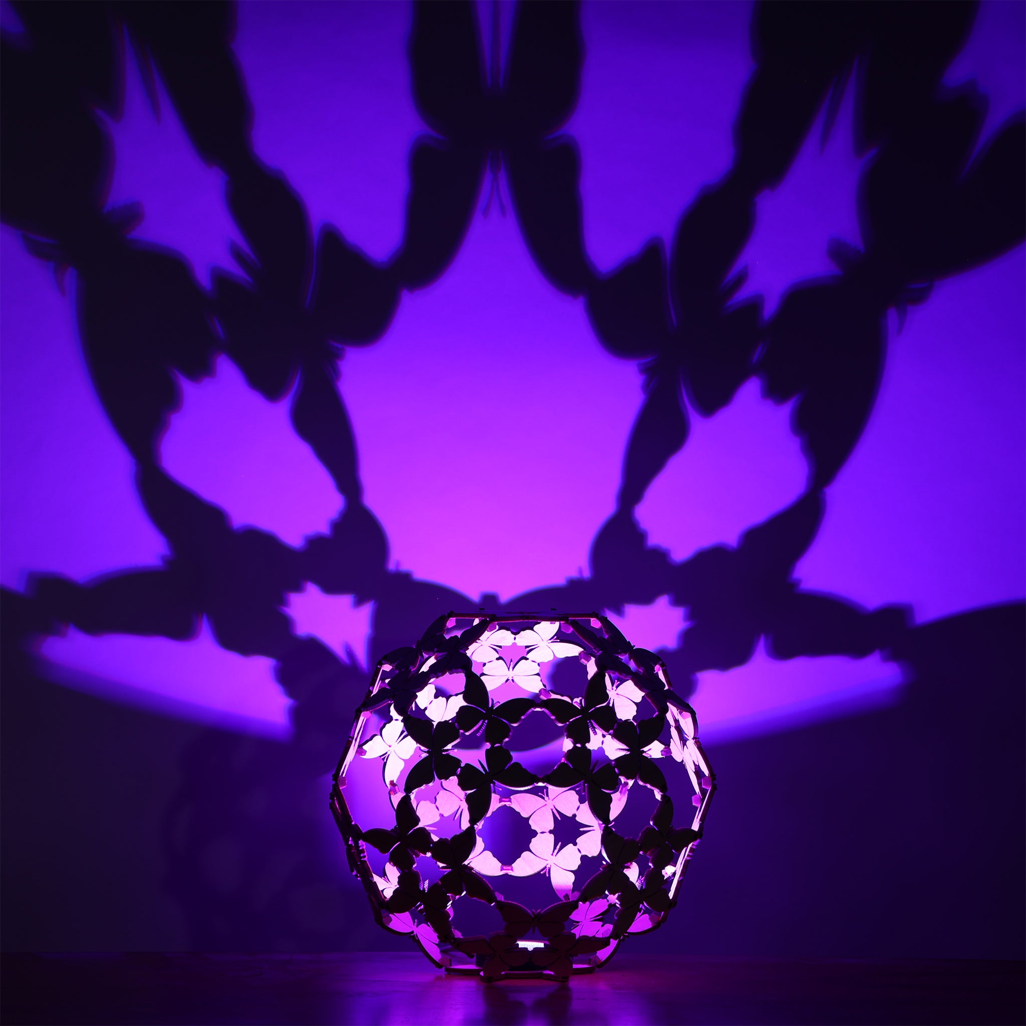 Butterfly LED Accent Lamp, Decorative Interlocking Wood Geometric Lantern, Shadow Projector Night Light, Modern Decor Gift