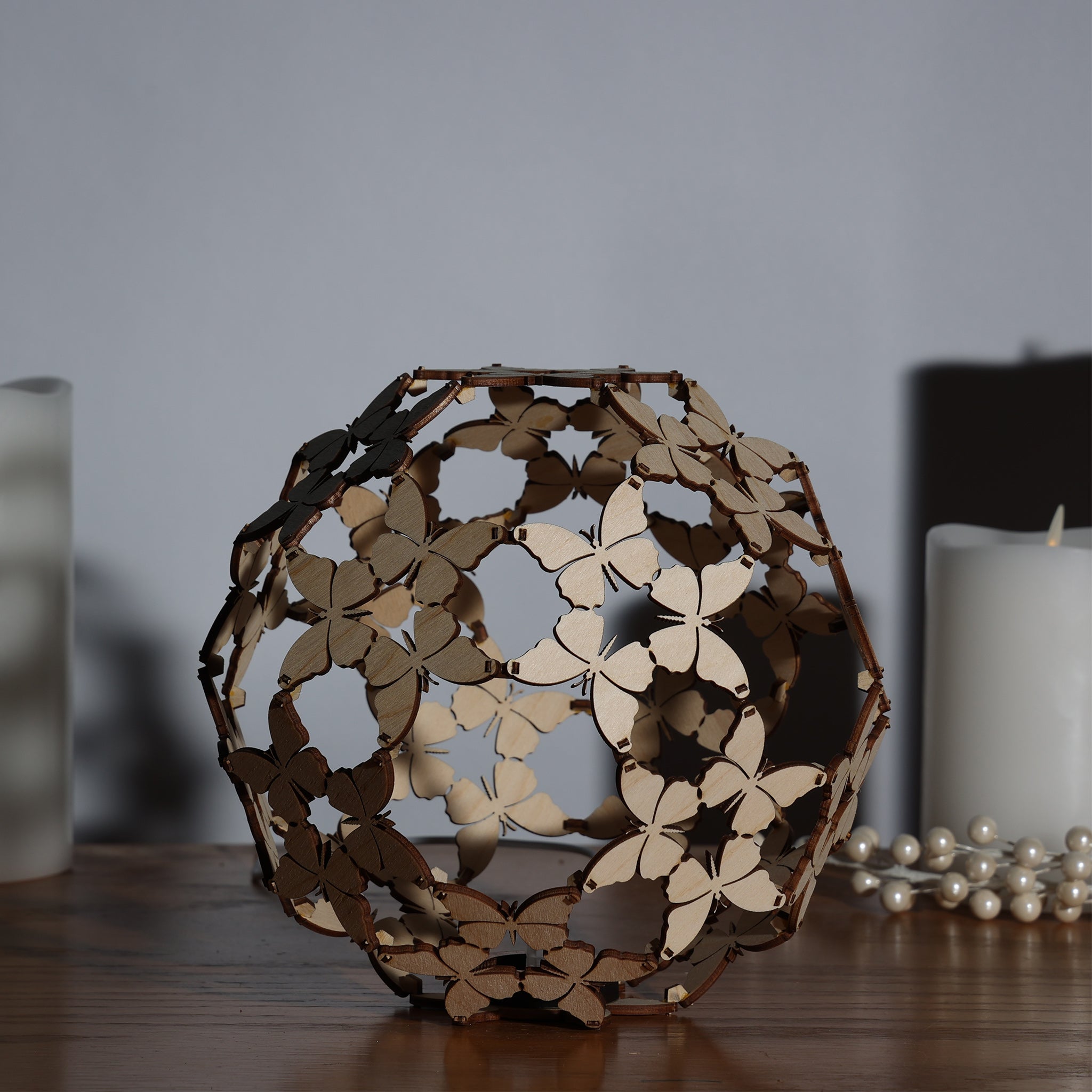 Butterfly LED Accent Lamp, Decorative Interlocking Wood Geometric Lantern, Shadow Projector Night Light, Modern Decor Gift