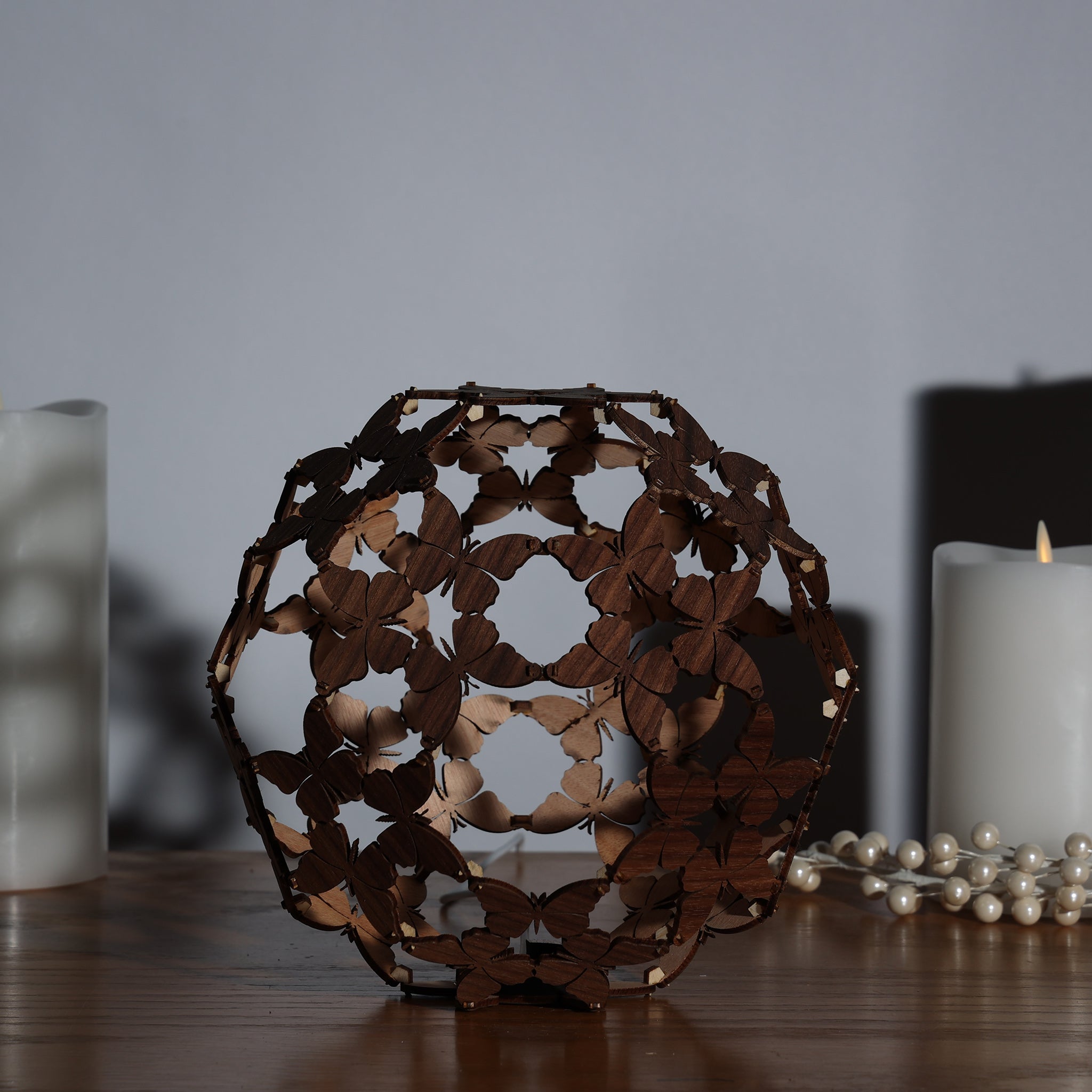 Butterfly LED Accent Lamp, Decorative Interlocking Wood Geometric Lantern, Shadow Projector Night Light, Modern Decor Gift