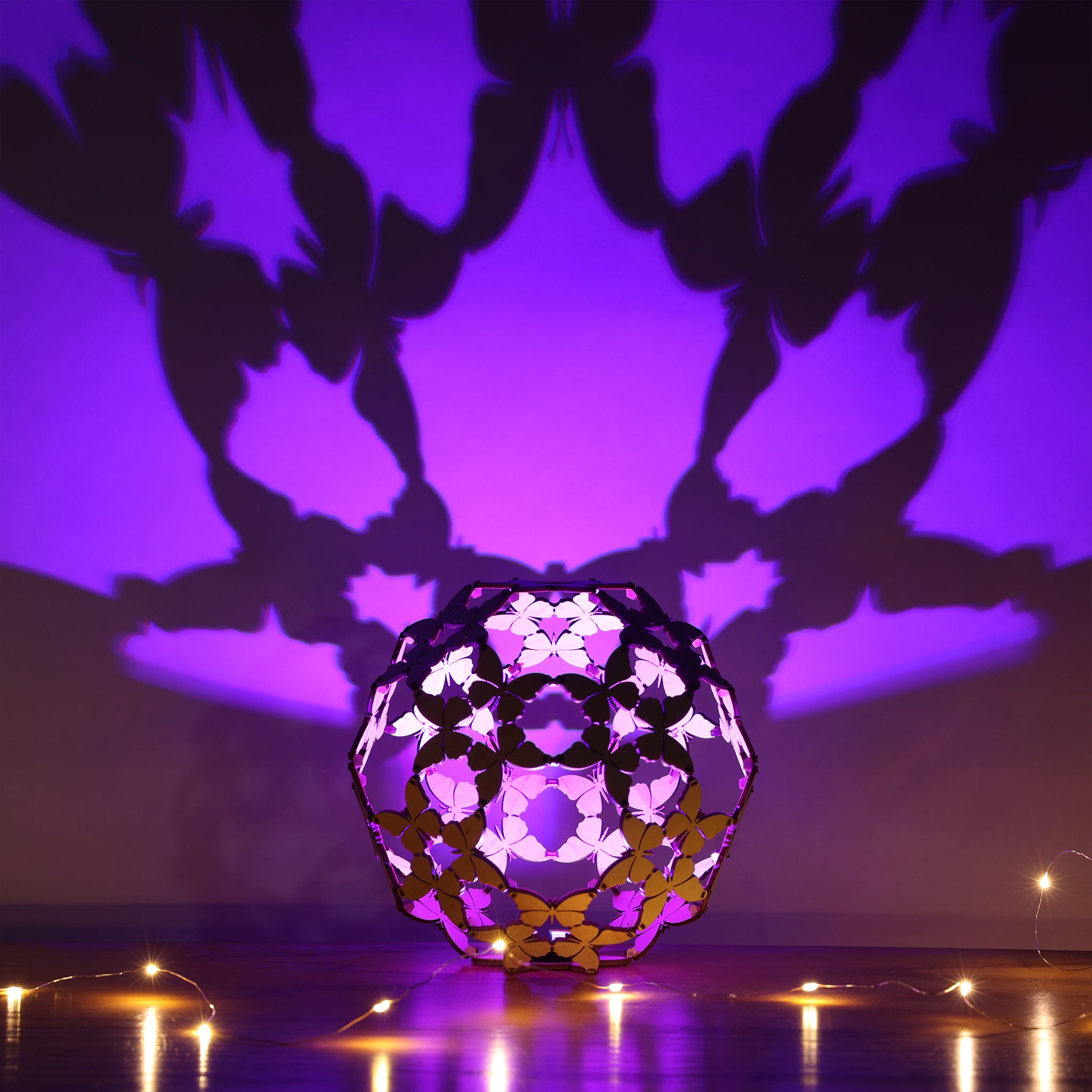 Butterfly LED Accent Lamp, Decorative Interlocking Wood Geometric Lantern, Shadow Projector Night Light, Modern Decor Gift