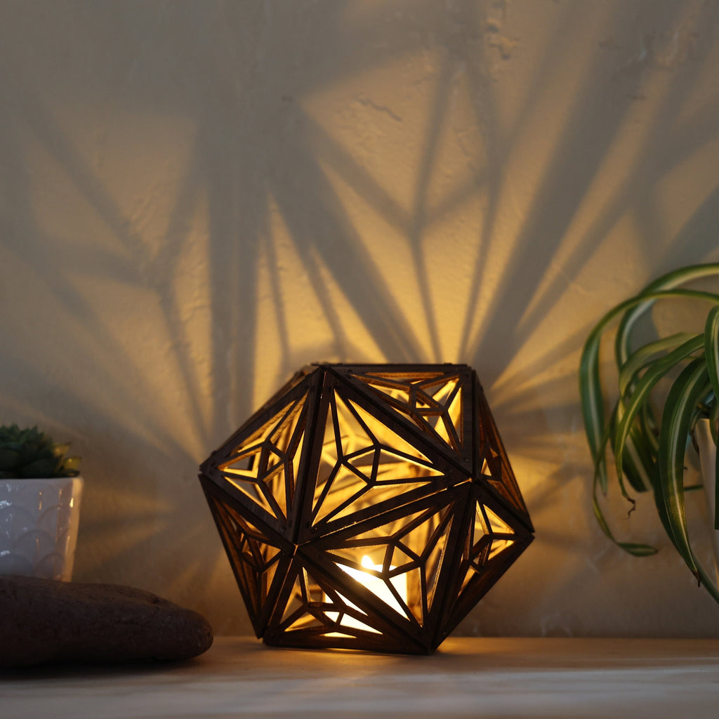 Trinity Triangle LED Shadow Lamp: D20 Mandala Lantern
