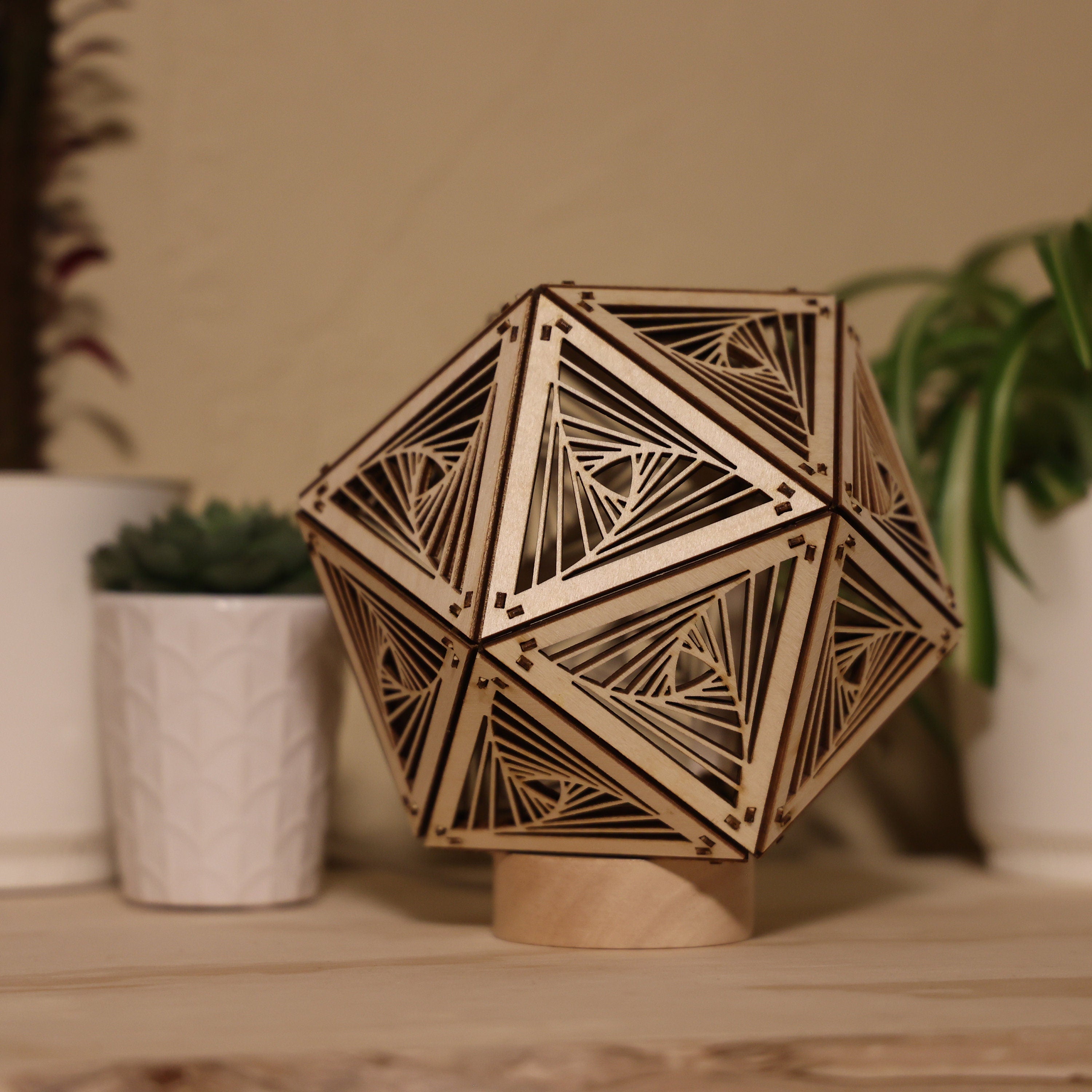 Swirl LED Shadow Lamp: D20 Mandala Nightstand Light