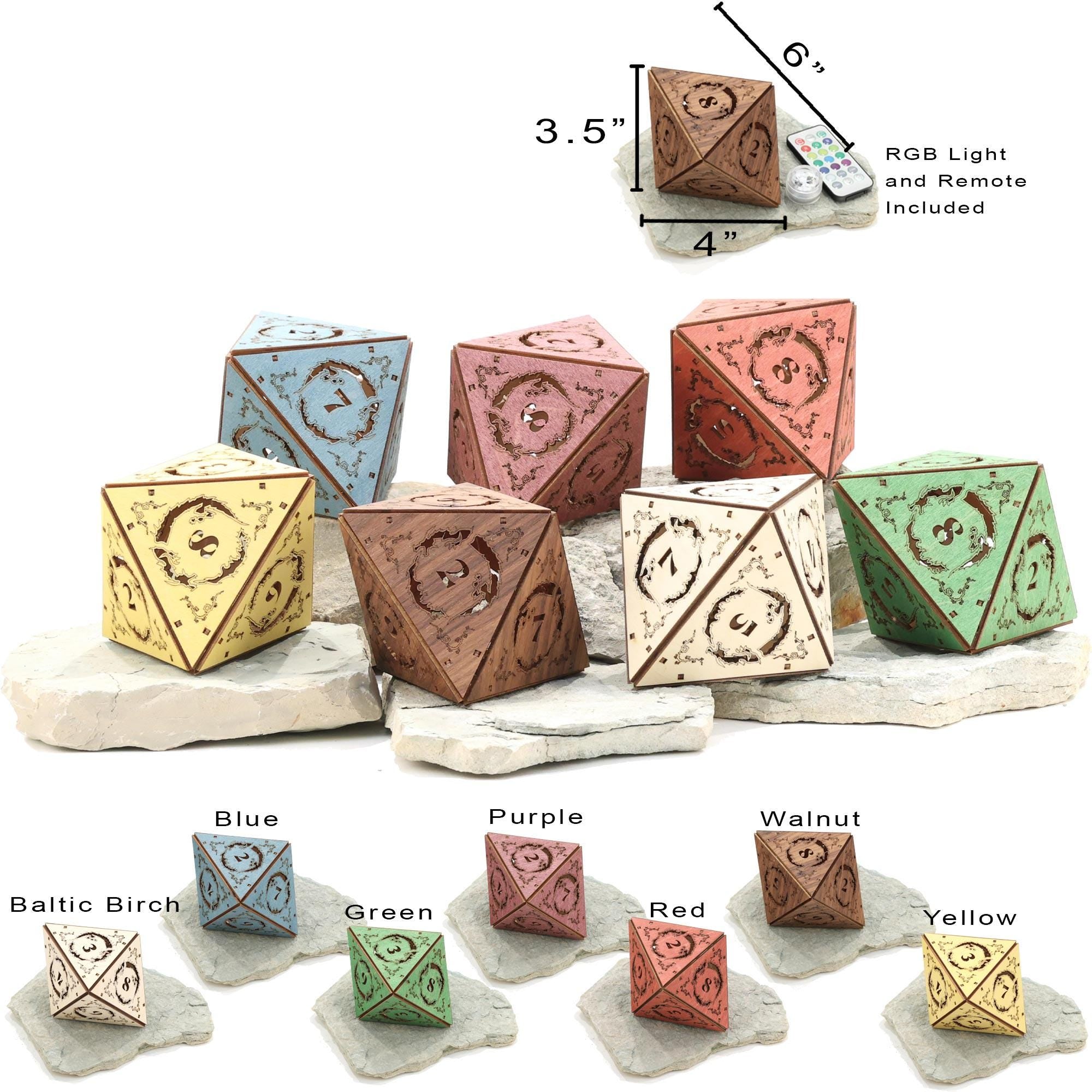 Dragon D&D D20 Dice Lamp - Cordless RGB Unique Dungeons & Dragons Gift