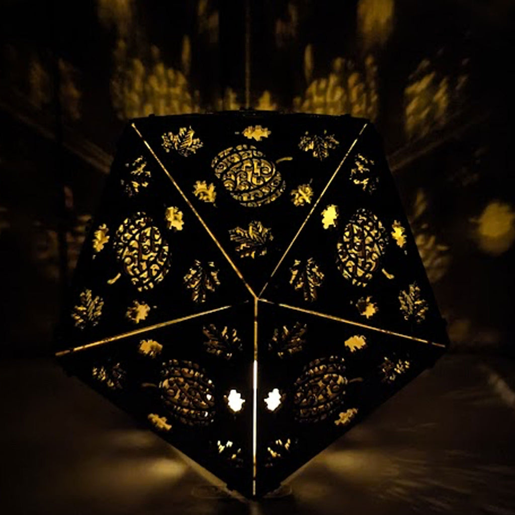 Autumn Pumpkin Shadow Lamp: Lasercut Maple Leaf Bohemian Nightlight