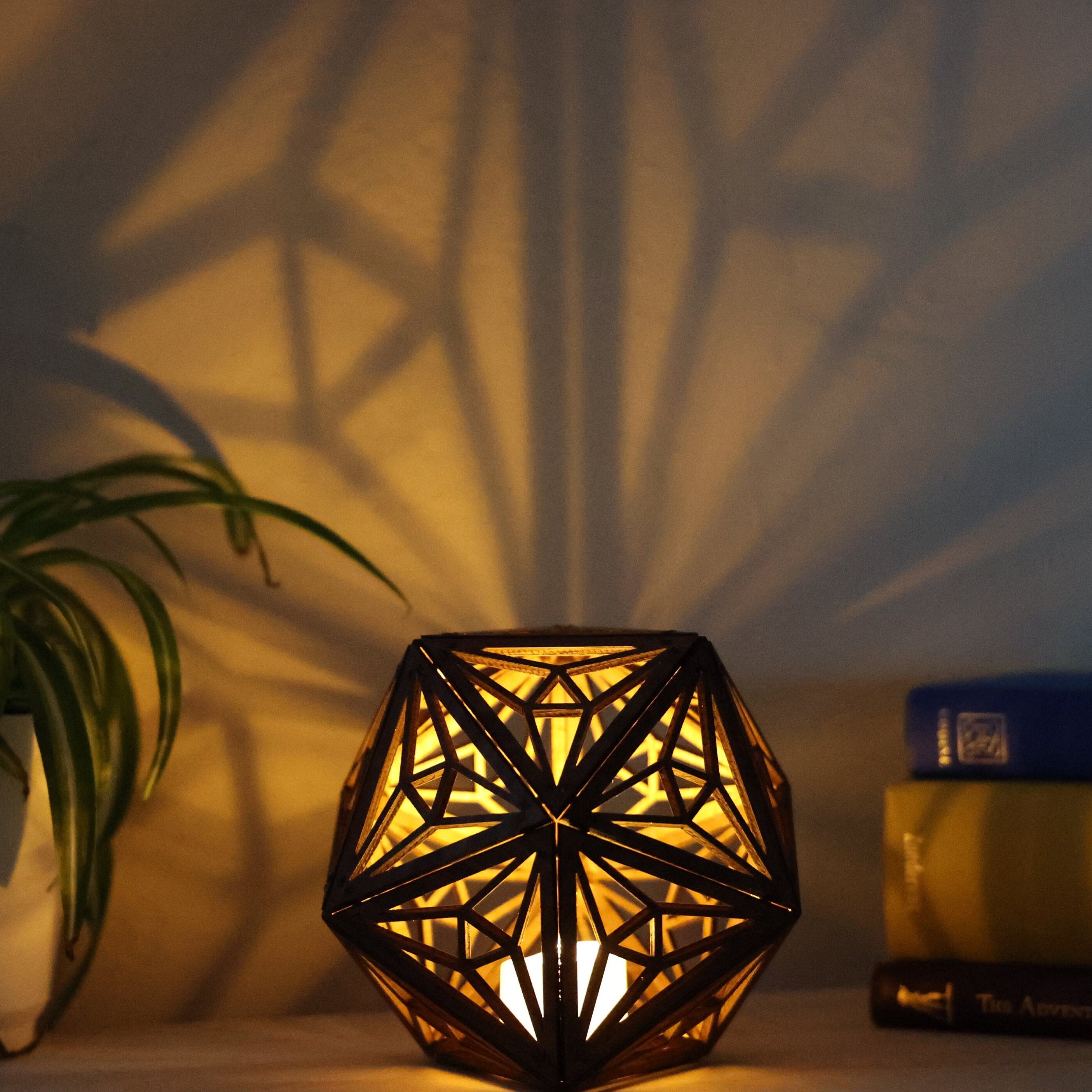 Trinity Triangle LED Shadow Lamp: D20 Mandala Lantern