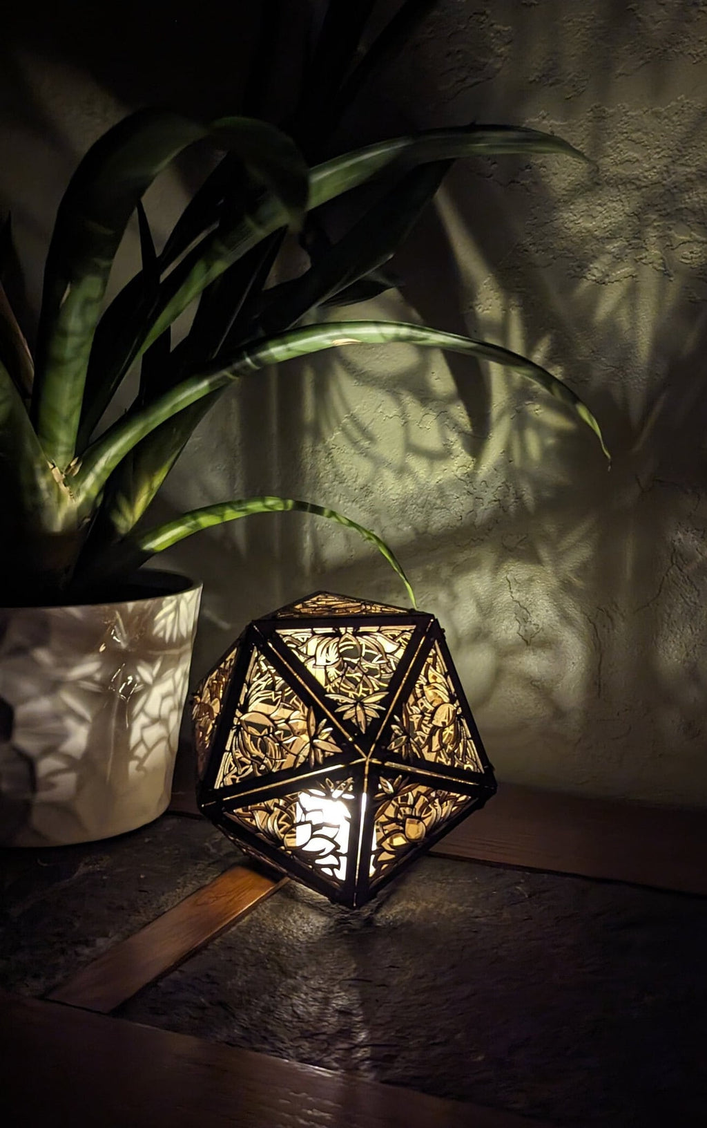 Lotus Blossom Shadow Lamp: Geometric Wood Nightlight, Zen Decor