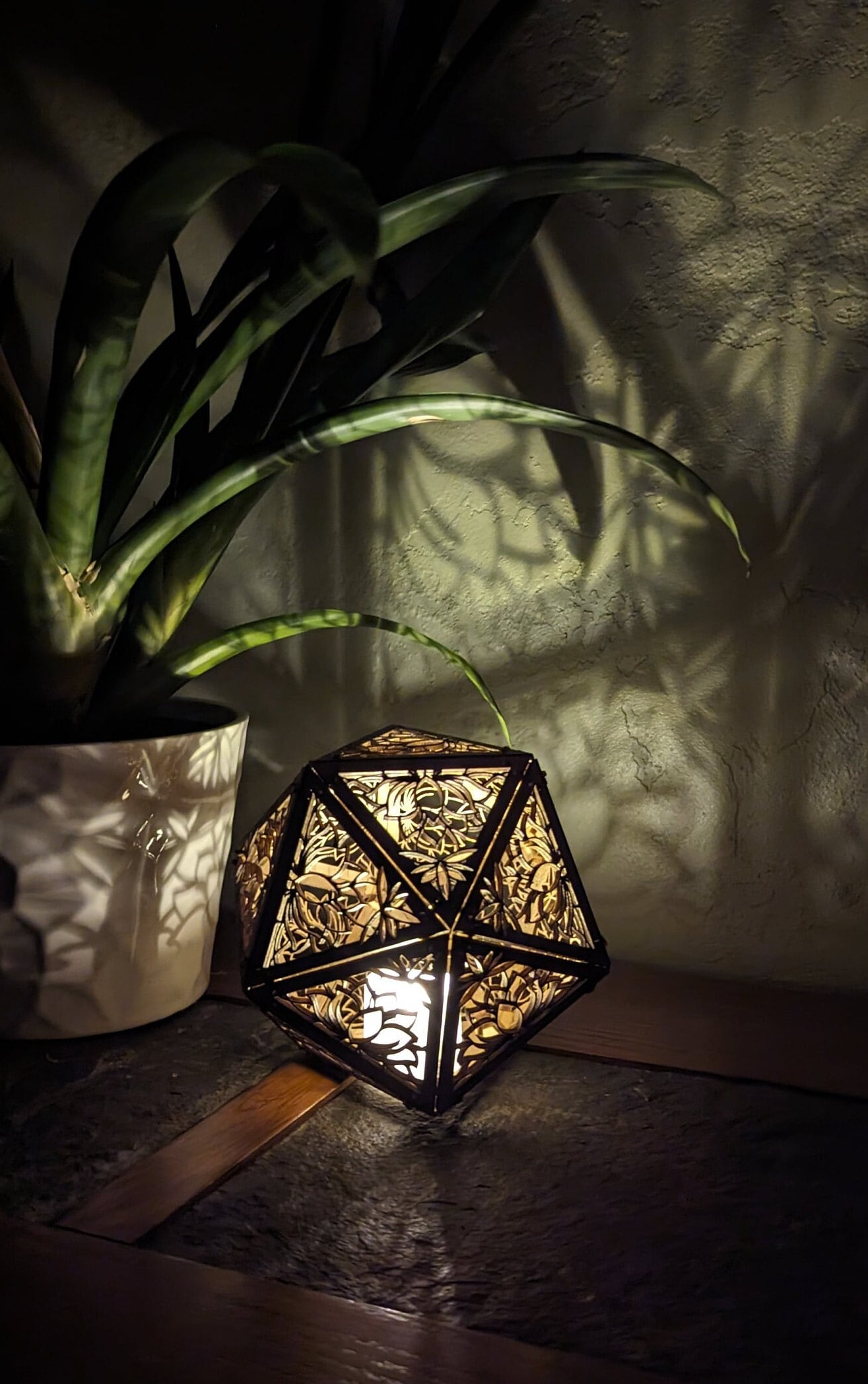 Lotus Blossom Shadow Lamp: Geometric Wood Nightlight, Zen Decor