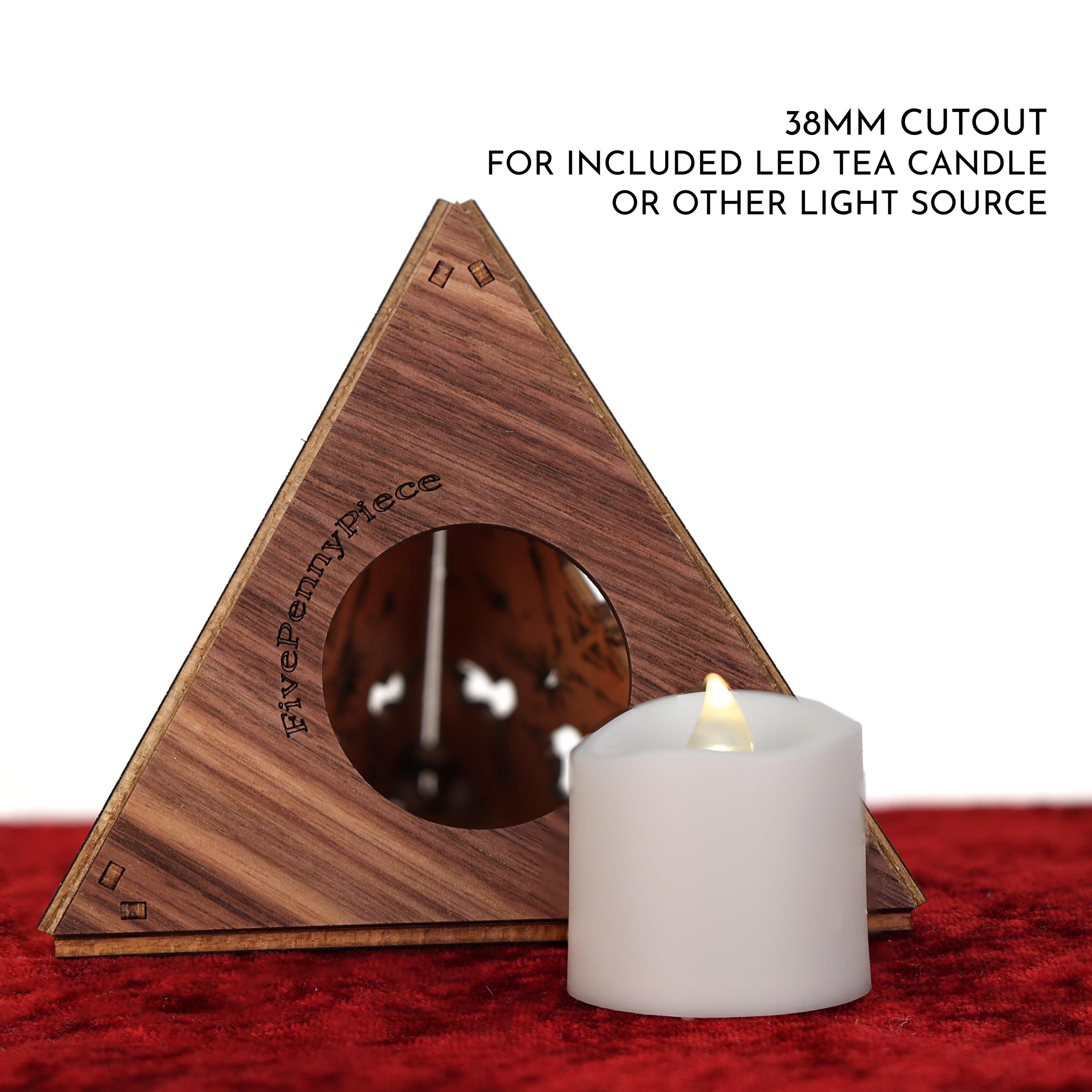 Wooden Nativity Scene Tea Light Holder: Cordless Christmas Night Light
