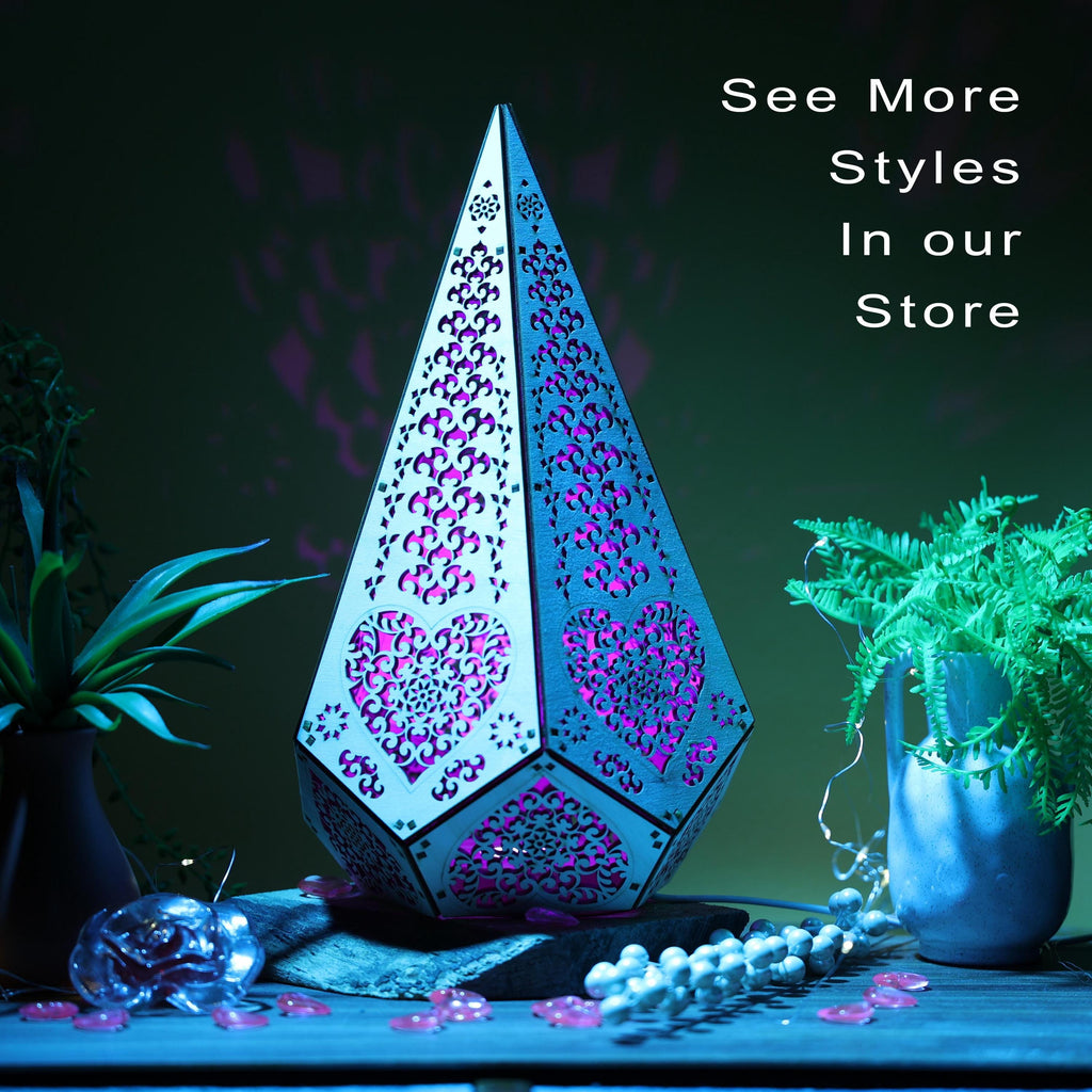 Boho Diamond Table Lamp: Light-Projecting Geometric Decor