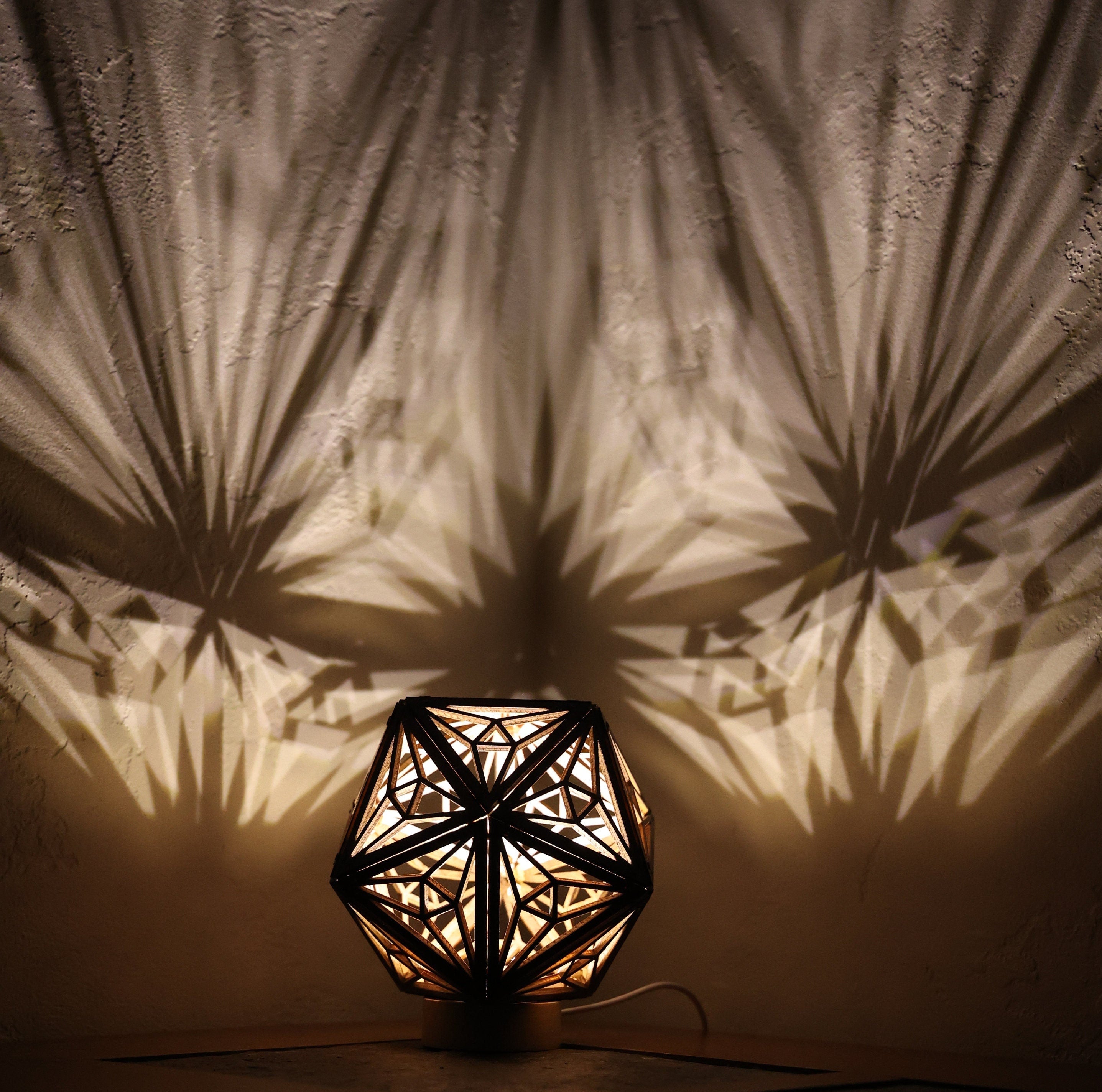 Trinity Triangle LED Shadow Lamp: D20 Mandala Lantern