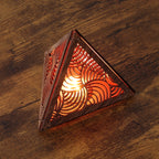 Radiant Echo Pyramid Lamp, Wooden RGB LED Color Changing Accent Light with Remote, Geometric Wave Night Light, Modern Table Decor