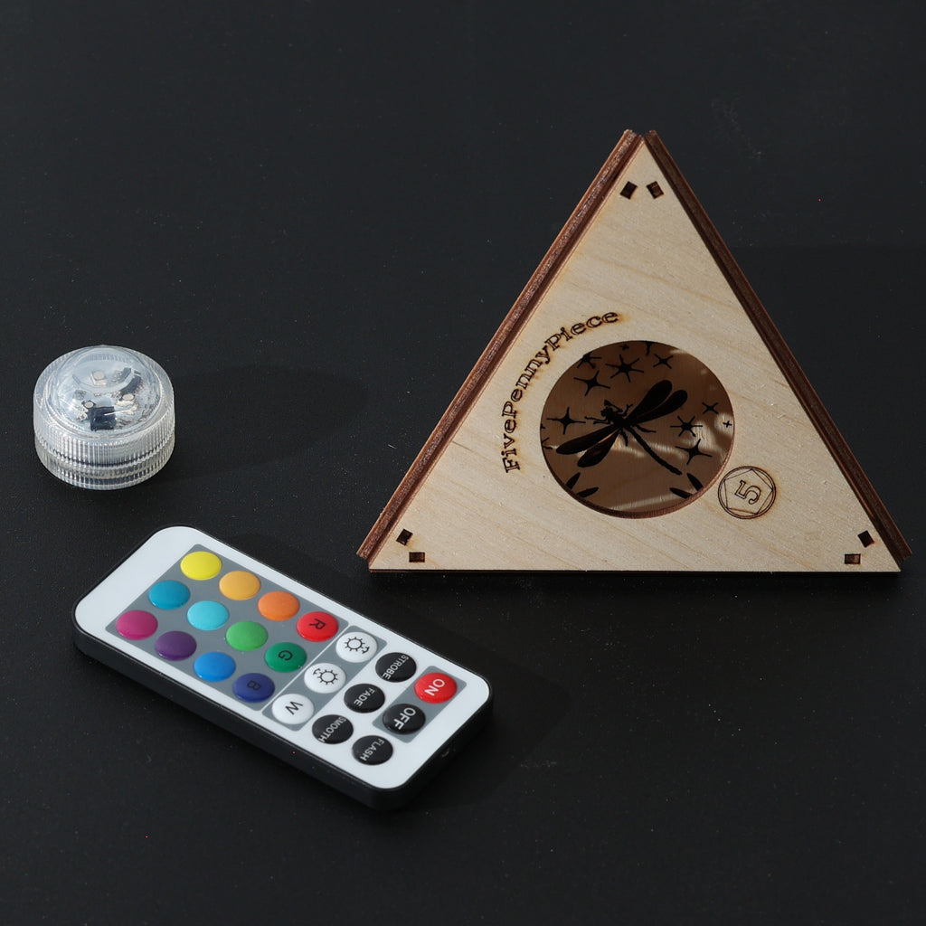 Moonlit Flower Pyramid Lamp, Evening Blossom Light, Wooden LED Color Changing Night Light with Remote