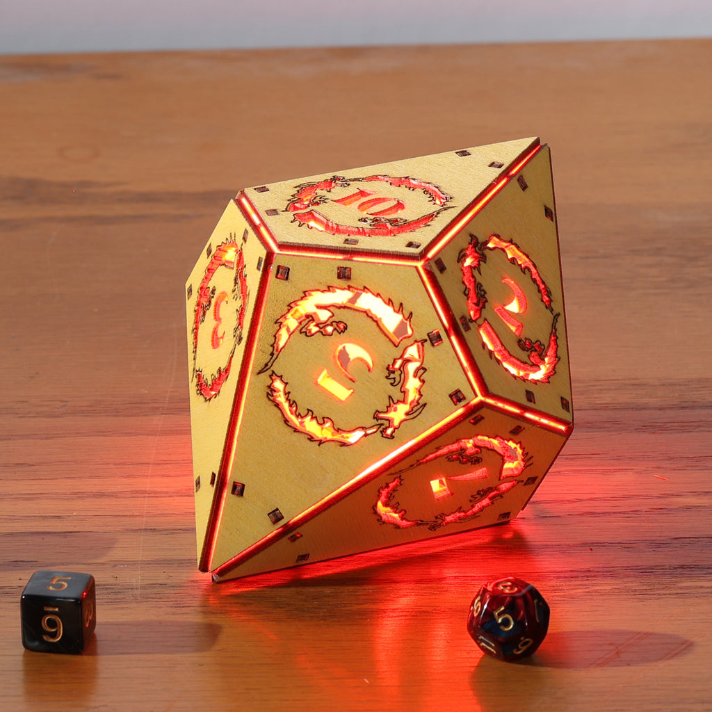 Dragon Dice Lamp - DnD Tabletop RPG Decor
