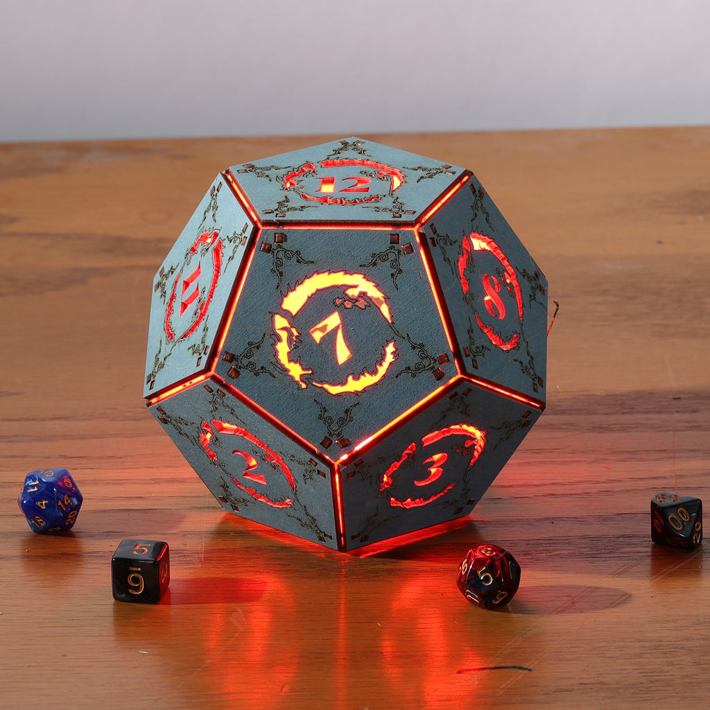 Dragon Dice Lamp - DnD Tabletop RPG Decor