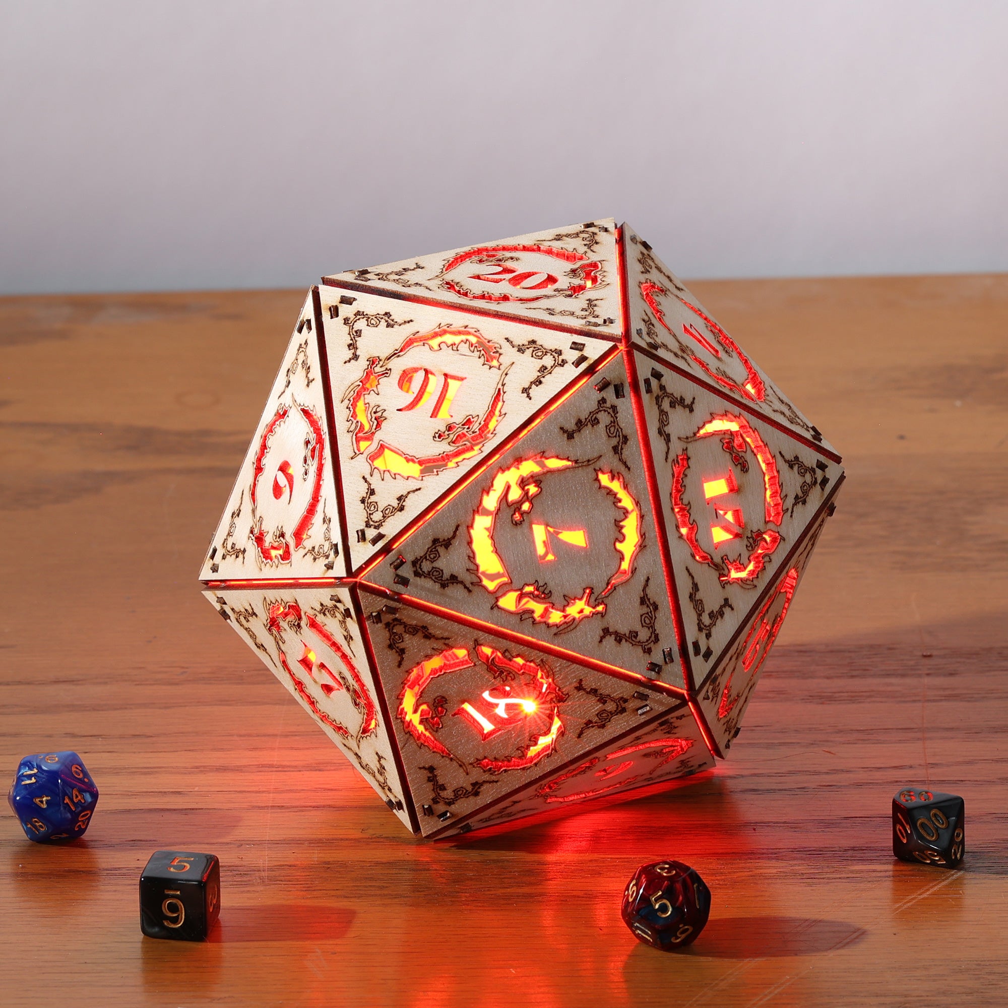 Dragon Dice Lamp - DnD Tabletop RPG Decor