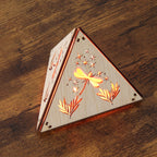 Dragonfly Whisper Pyramid Accent Light, Wooden RGB LED Color Changing Lamp with Remote