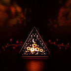 Moonlit Flower Pyramid Lamp, Evening Blossom Light, Wooden LED Color Changing Night Light with Remote