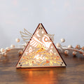 Moonlit Owl Pyramid Lamp, Wooden RGB LED Color Changing Accent Light with Remote