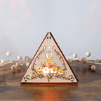 Moonlit Flower Pyramid Lamp, Evening Blossom Light, Wooden LED Color Changing Night Light with Remote