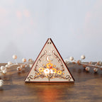 Moonlit Flower Pyramid Lamp, Evening Blossom Light, Wooden LED Color Changing Night Light with Remote