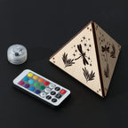 Dragonfly Whisper Pyramid Accent Light, Wooden RGB LED Color Changing Lamp with Remote
