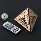 Moonlit Flower Pyramid Lamp, Evening Blossom Light, Wooden LED Color Changing Night Light with Remote