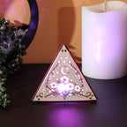 Moonlit Flower Pyramid Lamp, Evening Blossom Light, Wooden LED Color Changing Night Light with Remote