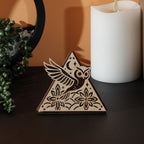 Moonlit Owl Pyramid Lamp, Wooden RGB LED Color Changing Accent Light with Remote