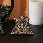 Butterfly Pyramid Lamp, Wooden LED Color Changing Night Light with Remote, Butterfly Accent Light, Nature Decor Table Lamp