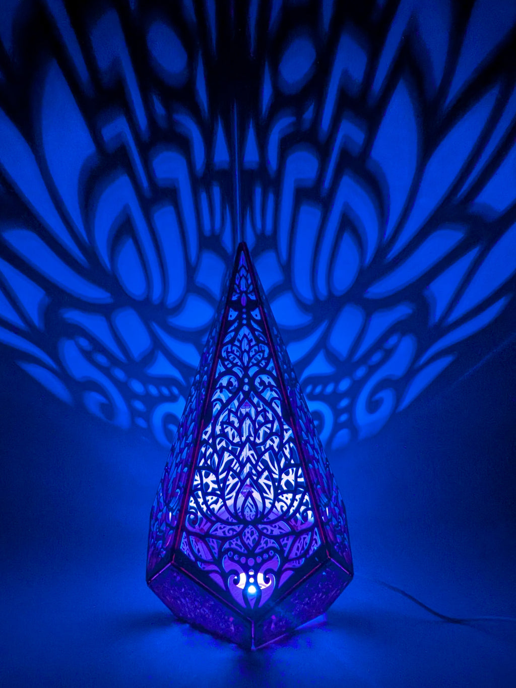Lotus in Bloom Table Lamp: Sculptural Shadow Lantern, USB Accent Light