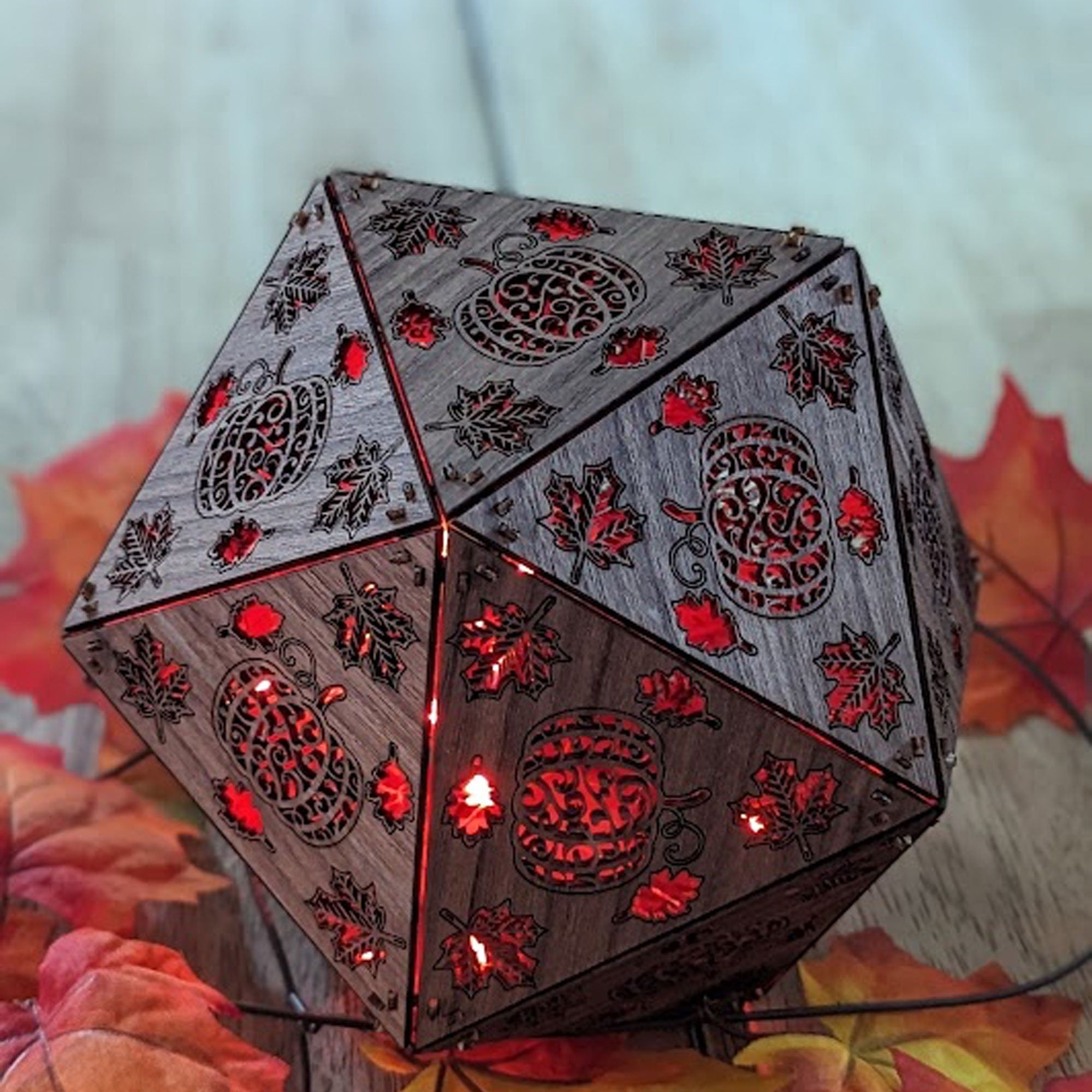 Autumn Pumpkin Shadow Lamp: Lasercut Maple Leaf Bohemian Nightlight