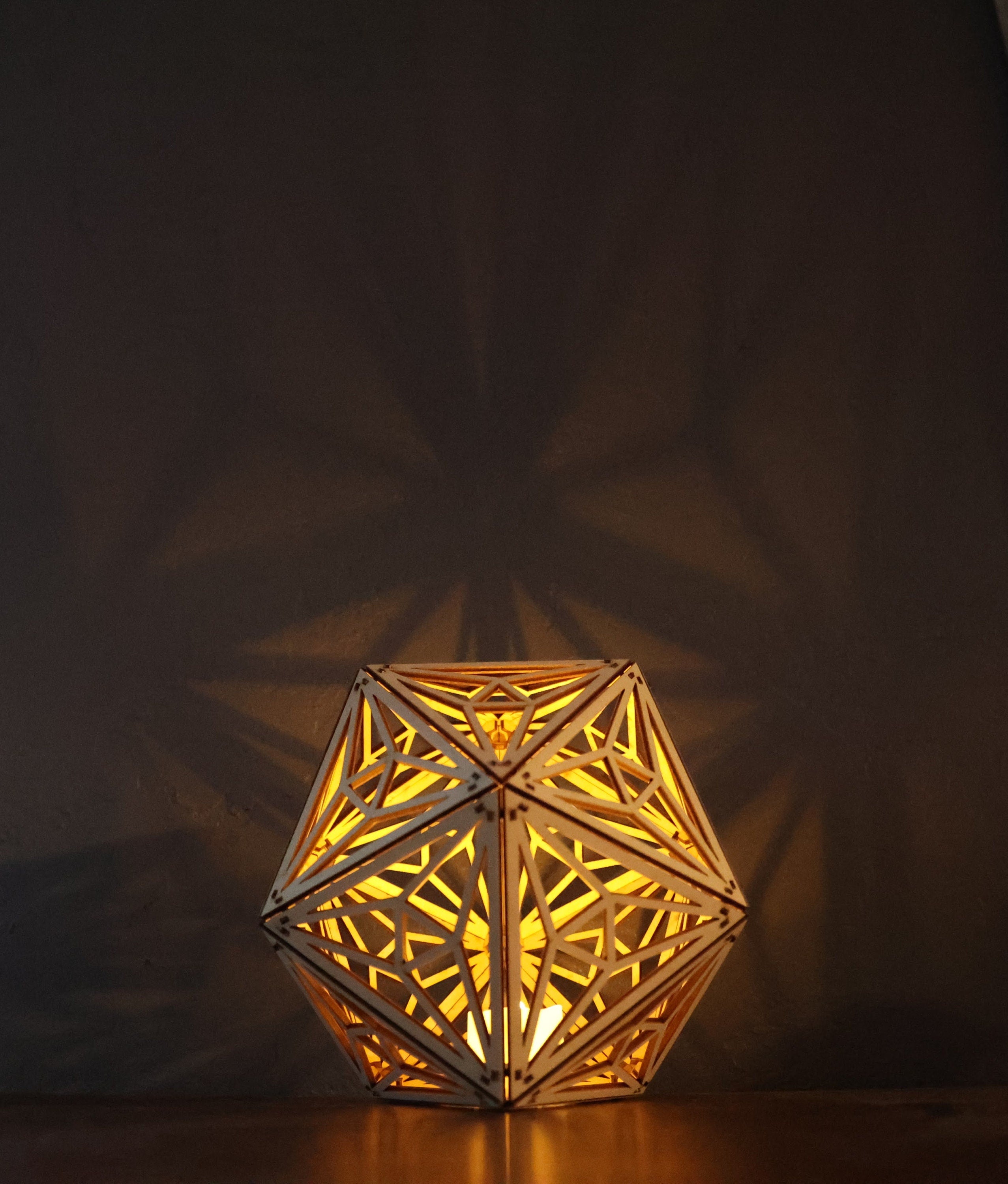 Trinity Triangle LED Shadow Lamp: D20 Mandala Lantern
