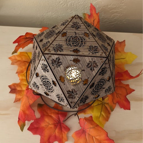 Autumn Pumpkin Shadow Lamp: Lasercut Maple Leaf Bohemian Nightlight - Five Penny Piece