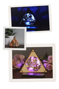 Bird Themed Lighted Decor: Laser - Cut Wood Pyramid Accent Lamp, RGB Cordless Light - Five Penny Piece
