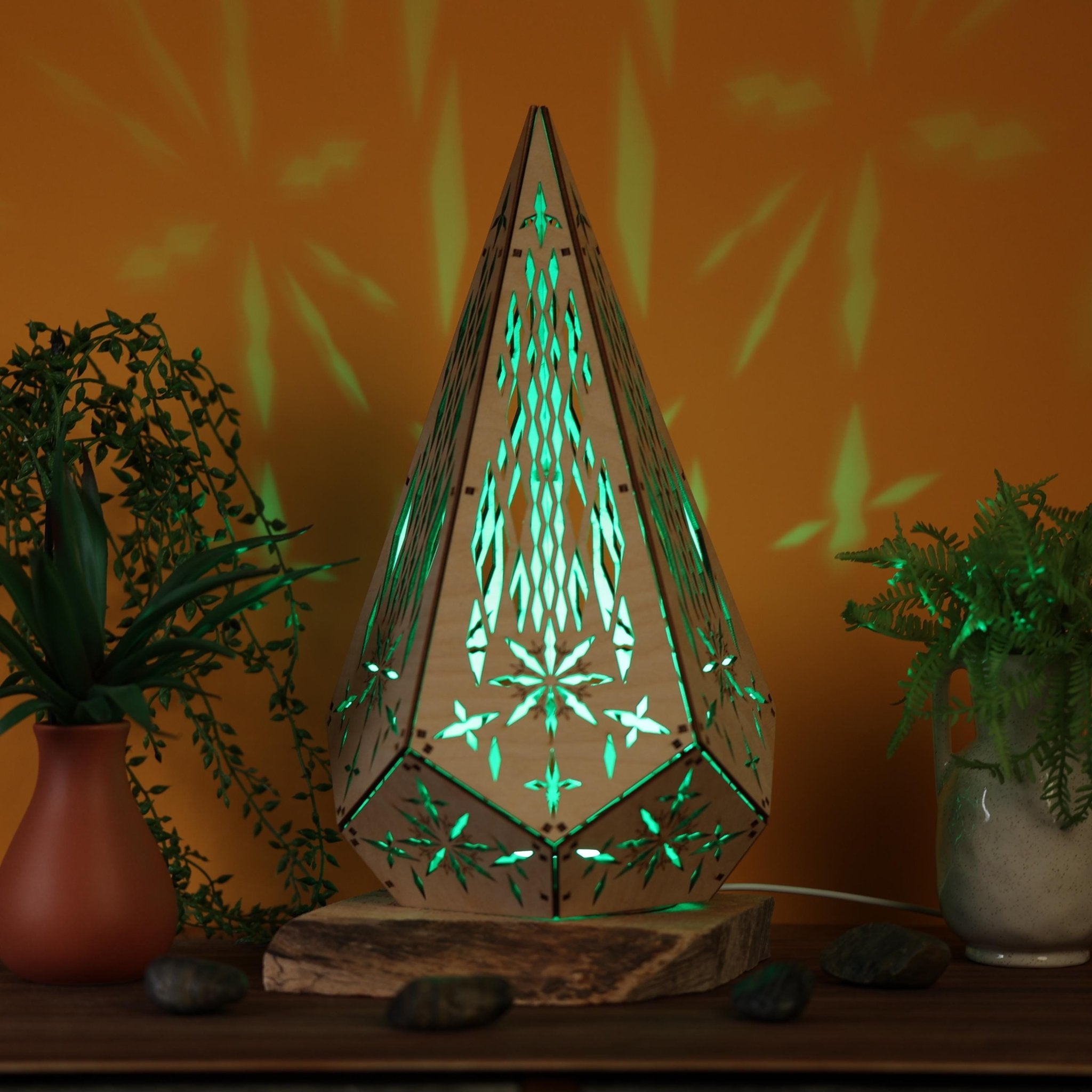 Boho Diamond Table Lamp: Light - Projecting Geometric Decor - Five Penny Piece