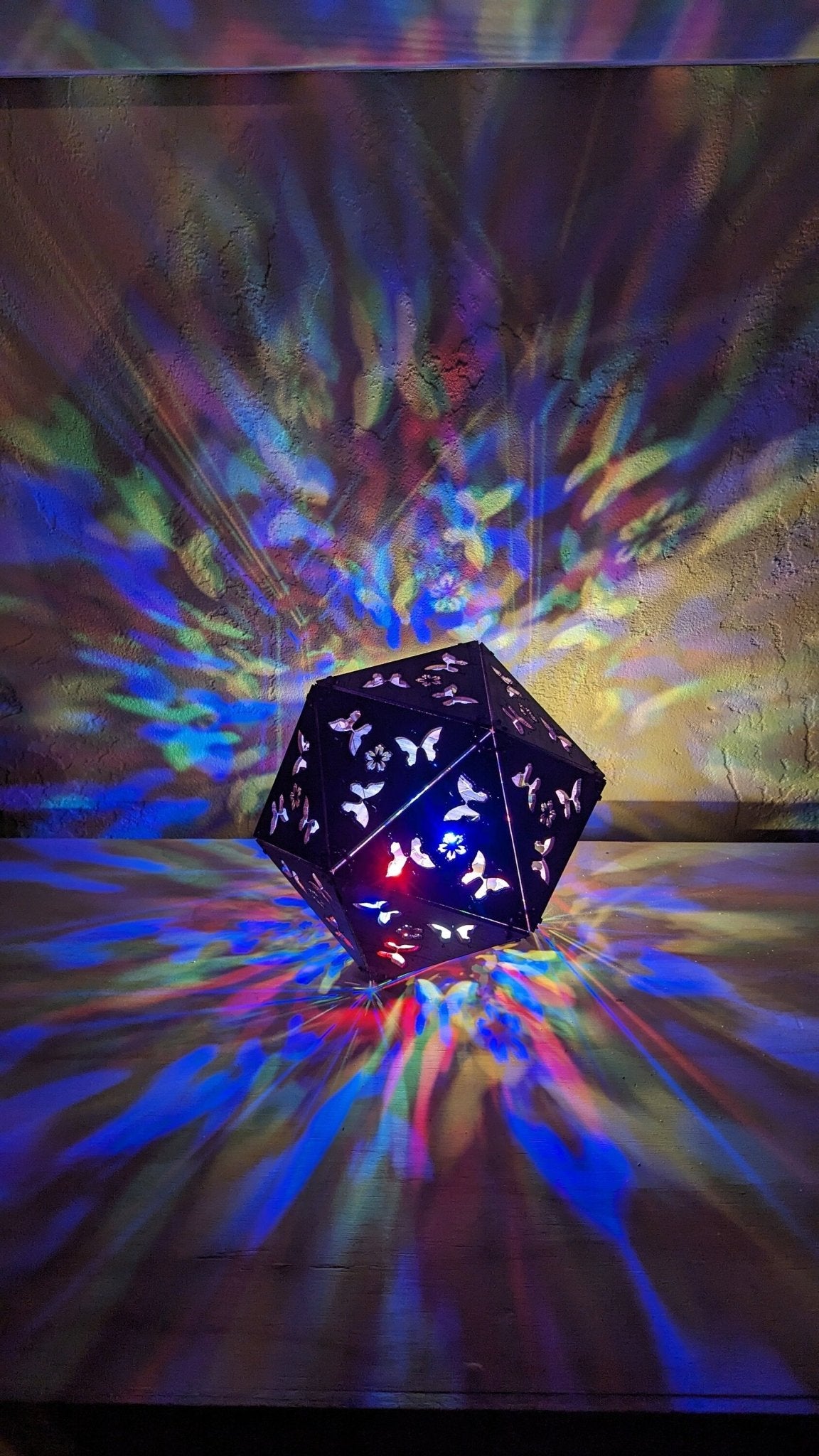 Butterfly Shadow Lamp: Cordless LED Projection Light, Walnut Wood Nature Decor - Five Penny Piece