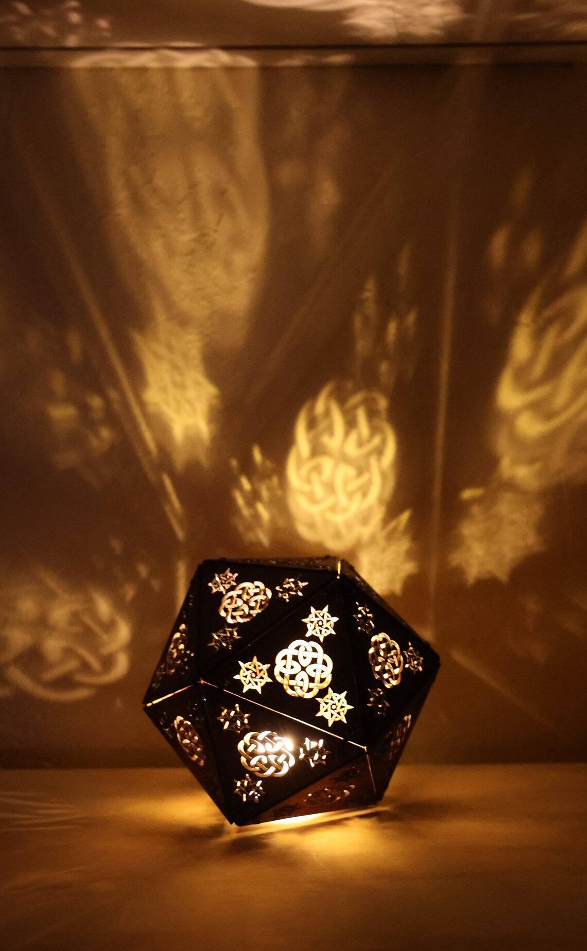 Celtic Knot Shadow Lamp: Eastern Red Cedar LED Accent Light, 4 Designs, Viking Themed Gift - Five Penny Piece