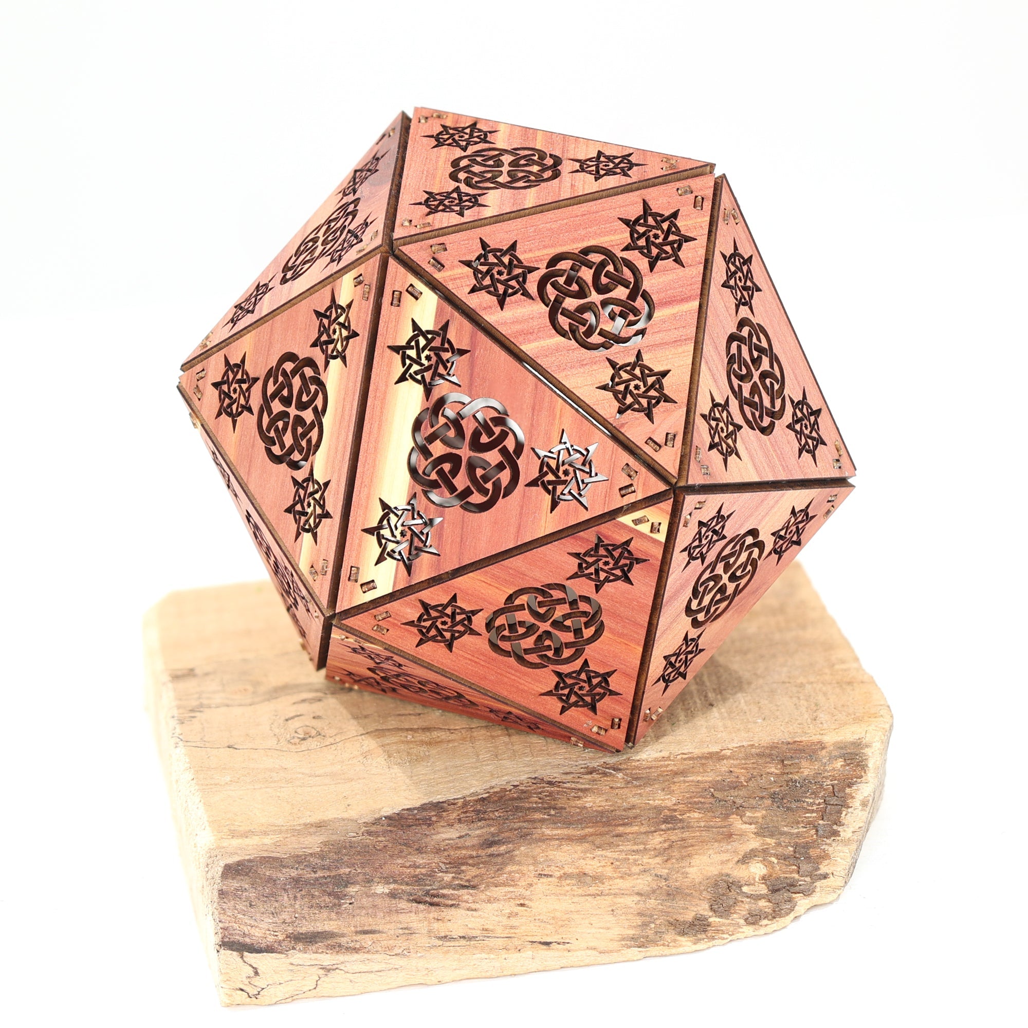 Celtic Knot Shadow Lamp: Eastern Red Cedar LED Accent Light, 4 Designs, Viking Themed Gift - Five Penny Piece