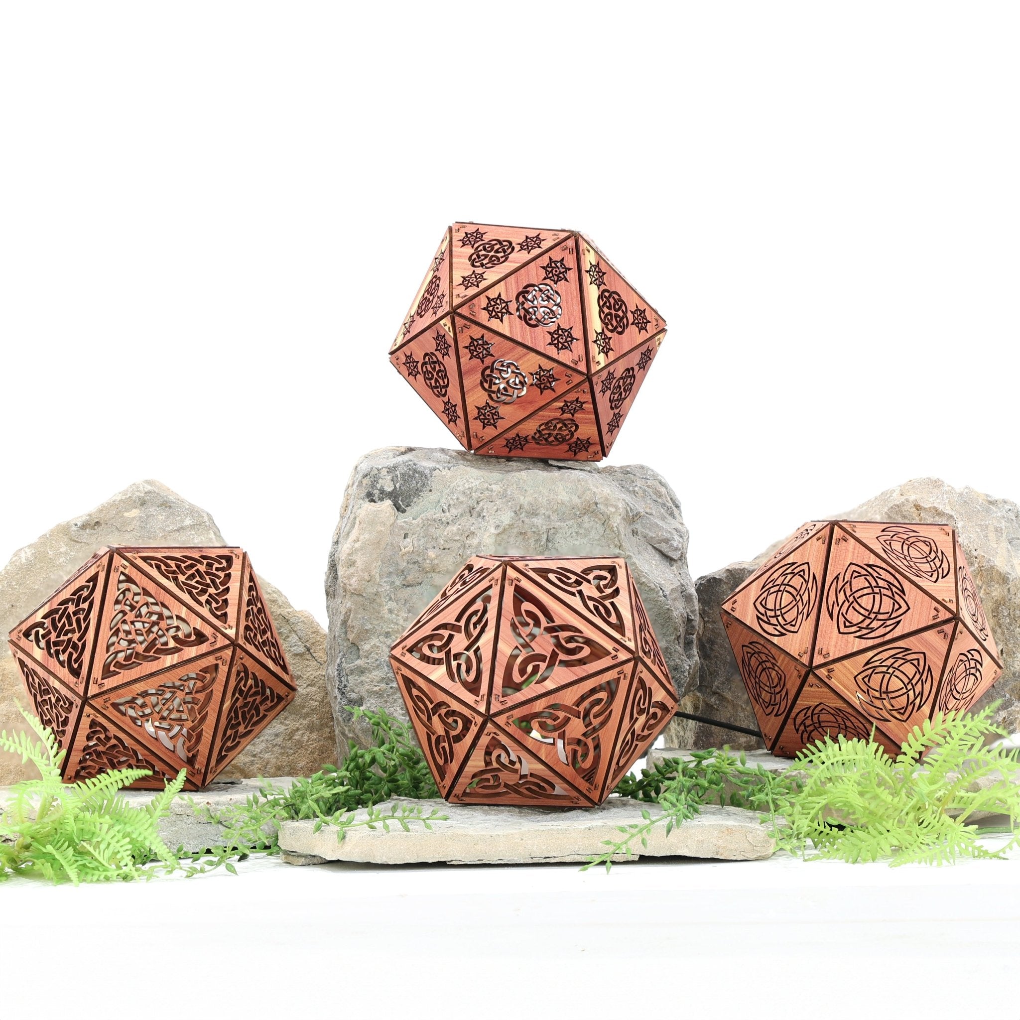 Celtic Knot Shadow Lamp: Eastern Red Cedar LED Accent Light, 4 Designs, Viking Themed Gift - Five Penny Piece