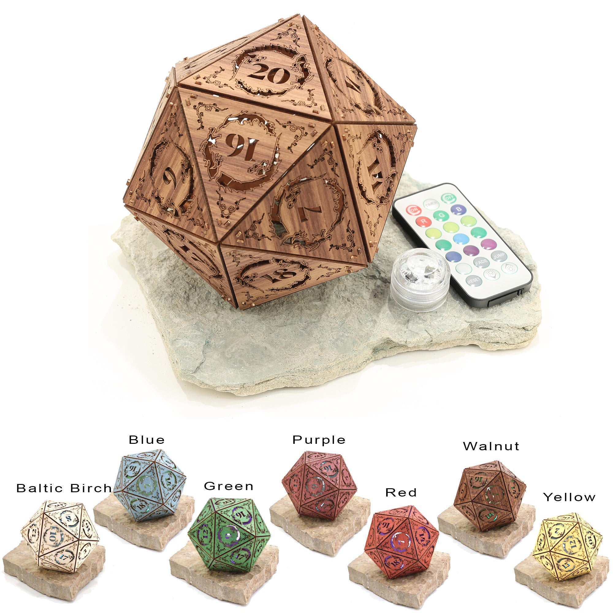 Dragon Dice Lamp - DnD Tabletop RPG Decor - Five Penny Piece