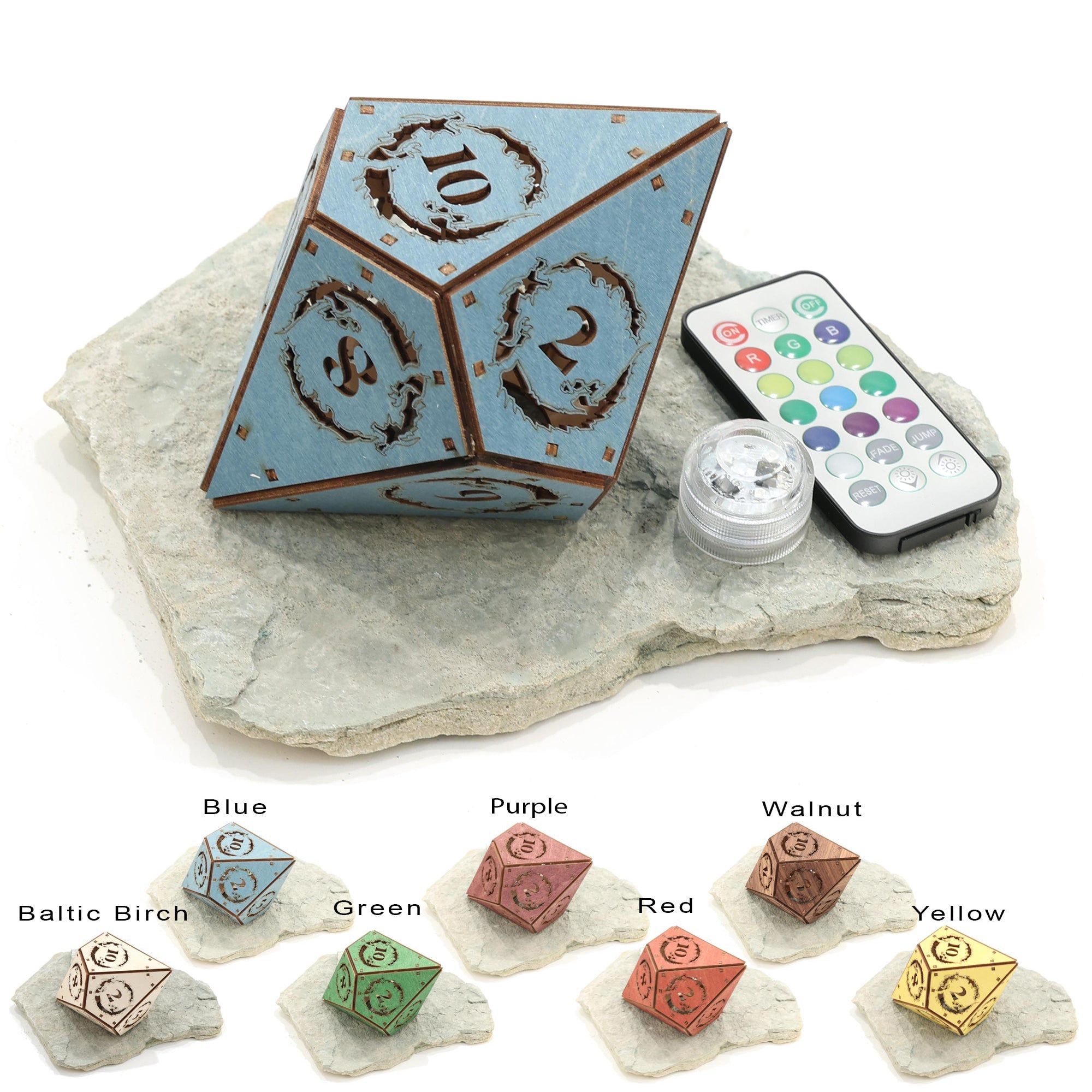 Dragon Dice Lamp - DnD Tabletop RPG Decor - Five Penny Piece