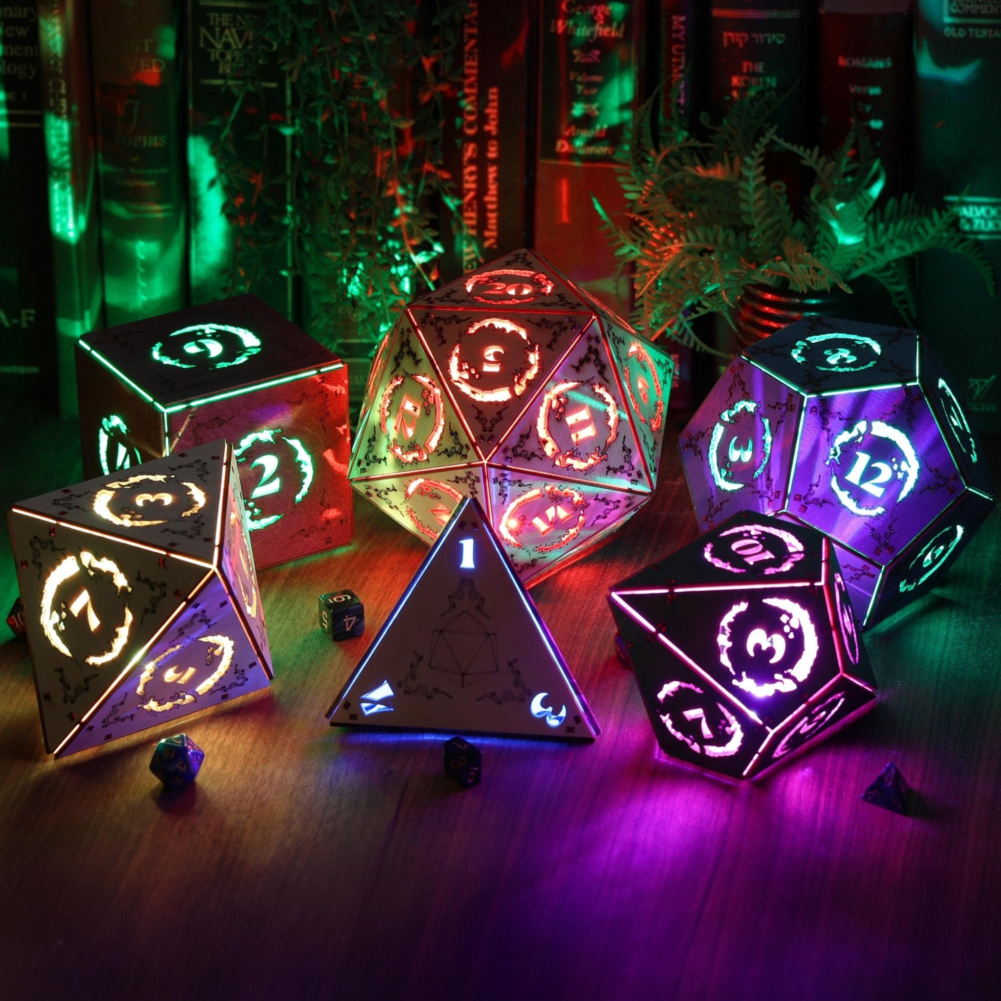 Dragon Dice Lamp - DnD Tabletop RPG Decor - Five Penny Piece