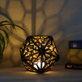 Star Honeycomb Shadow Lamp: Walnut D20 LED Nightstand Light