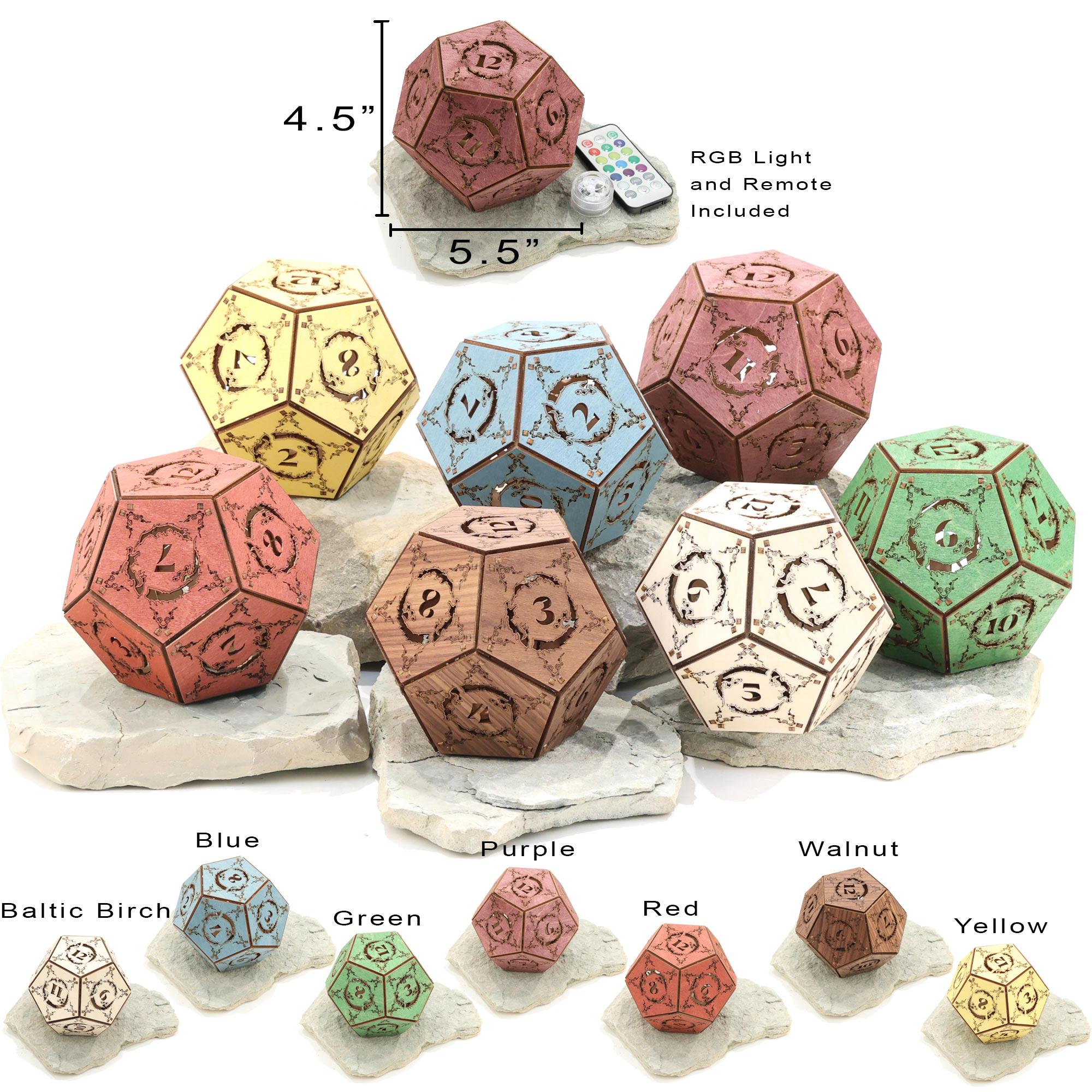 Dragon D&D D20 Dice Lamp - Cordless RGB Unique Dungeons & Dragons Gift