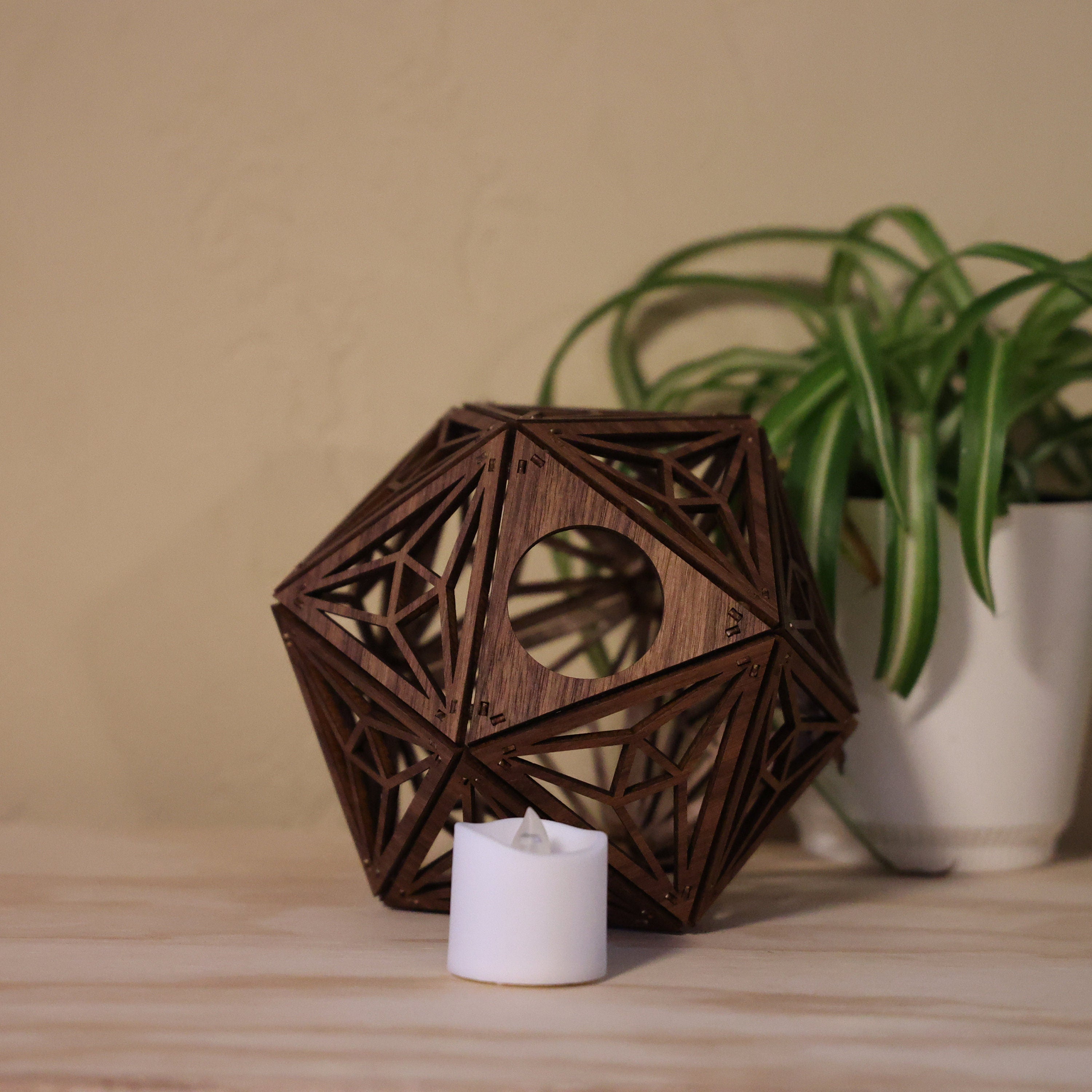 Trinity Triangle LED Shadow Lamp: D20 Mandala Lantern