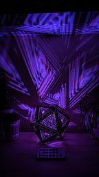 Geometric Shadow Lamp: Modern D20 Wooden Night Light - Five Penny Piece