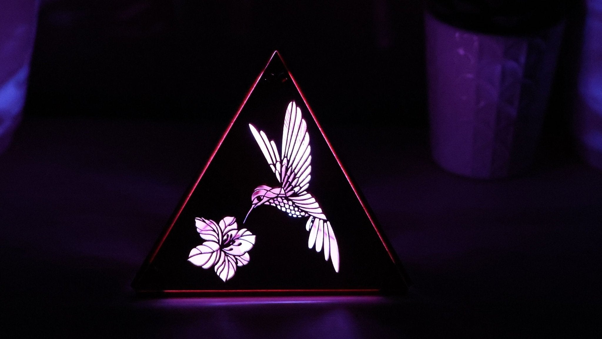 Hummingbird Wood Pyramid Night Light: RGB Bird Art Decor - Five Penny Piece