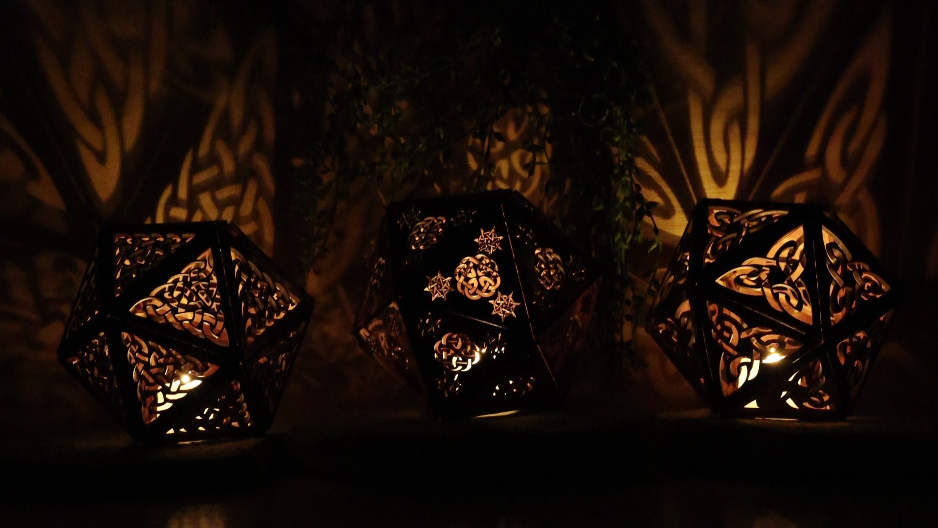 Celtic Knot Shadow Lamp: Eastern Red Cedar LED Accent Light, 4 Designs, Viking Themed Gift